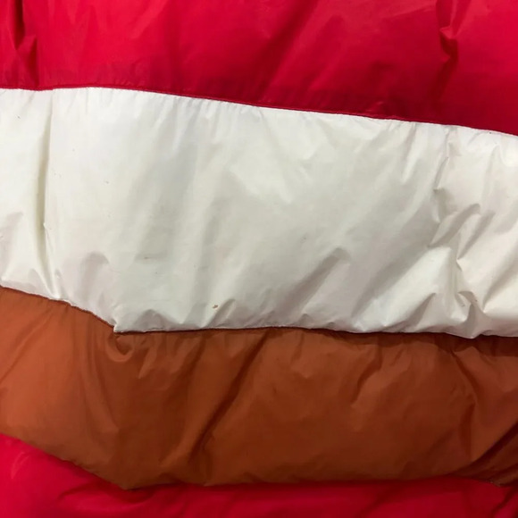 SPLITS59 Isabel Down Puffer Jacket women small red Colorblock down packable hood - Picture 4 of 13